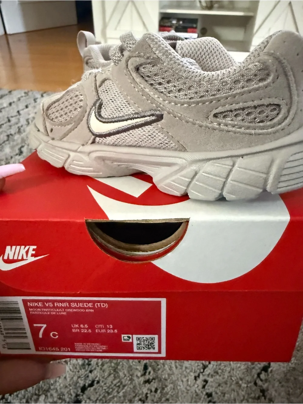 Nike Kids Light Beige Mesh & Suede Sneaker